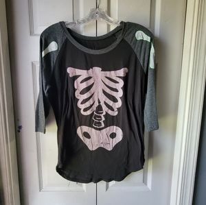 Zoe + Liv Skeleton Baseball Halloween Tee